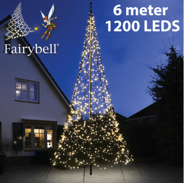 Fairybell® kerstboom 1200 Led warm wit voor de 6 meter vlaggenmasten