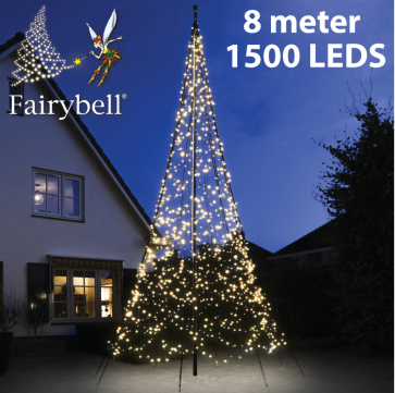 Fairybell® kerstboom 1500 Led warm wit voor de 8 meter vlaggenmasten