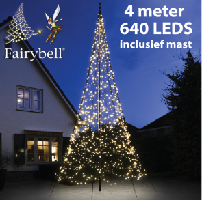 Fairybell® kerstboom 640 Led warmwit + 4M mast bestellen, kopen